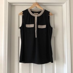 Banana Republic Black Top w/ Gray & Ivory Detail